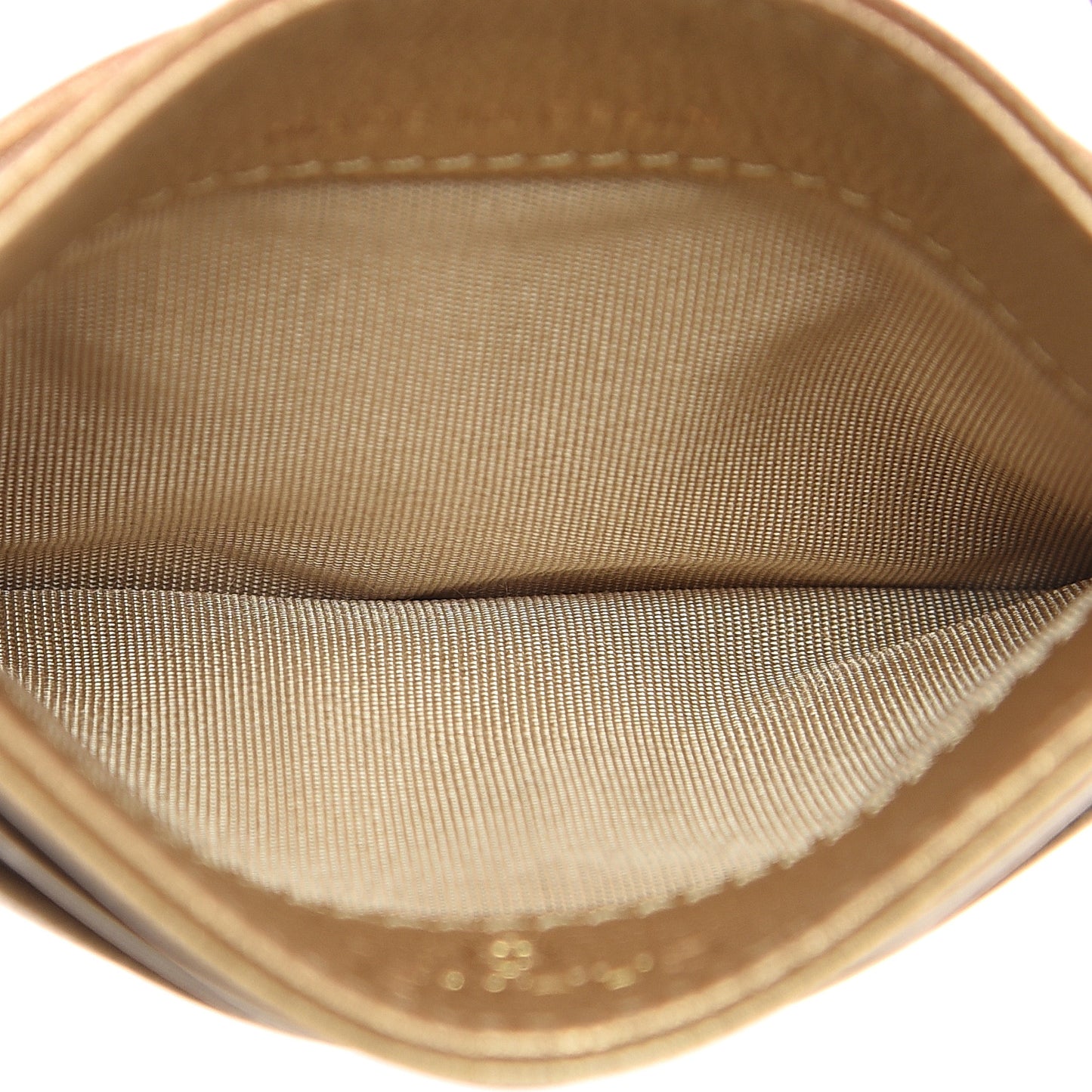 Metallic Goatskin Quilted Chanel 19 Card Holder Gold