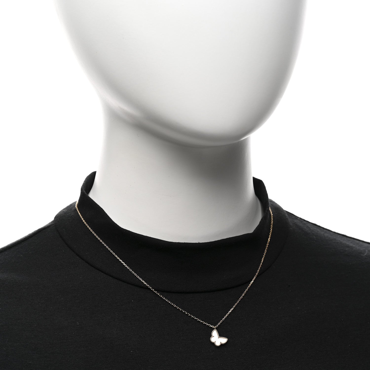 Van Cleef & Arpels 18K Yellow Gold Mother of Pearl Sweet Alhambra Butterfly Pendant Necklace 2 of 5