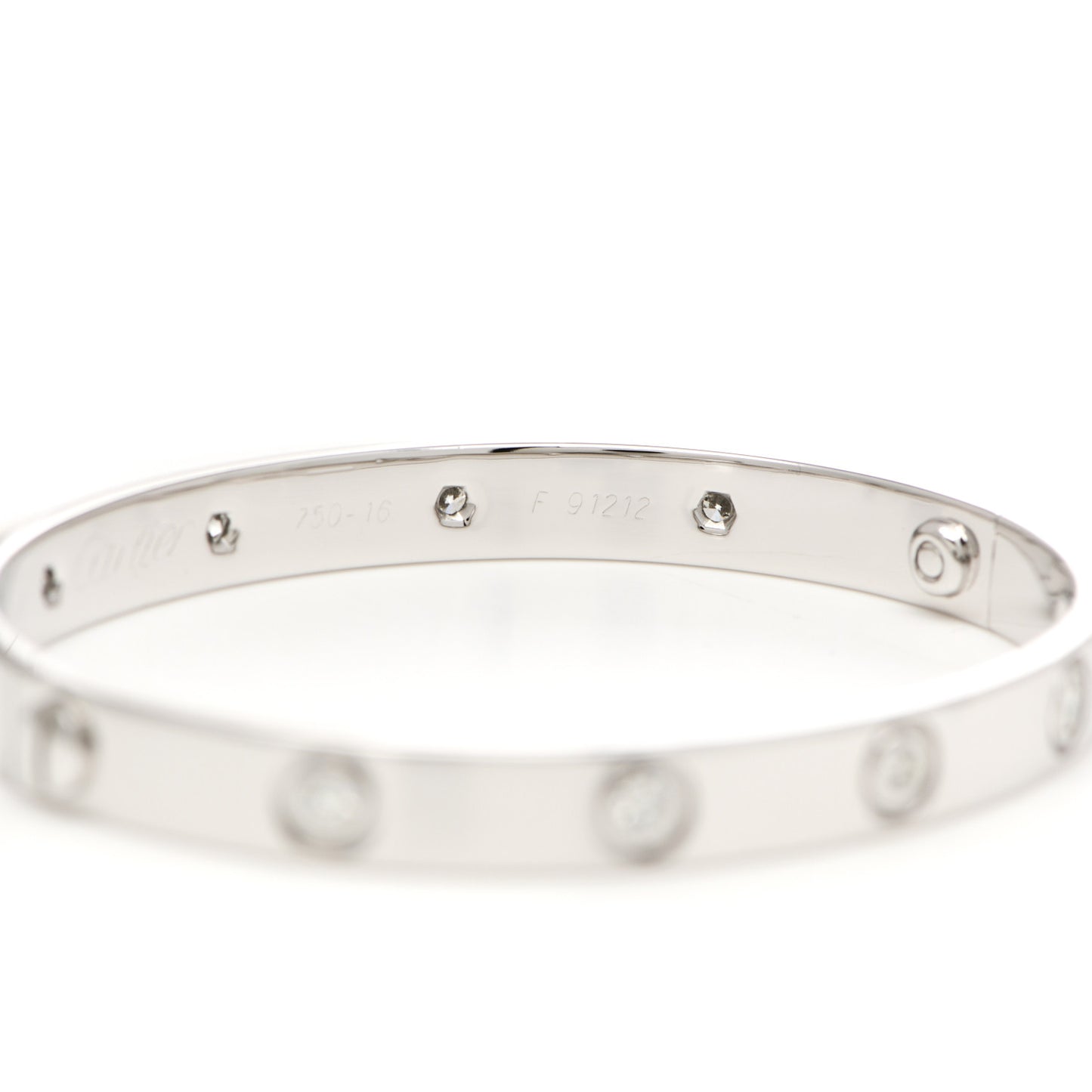 18K White Gold 10 Diamond LOVE Bracelet 16