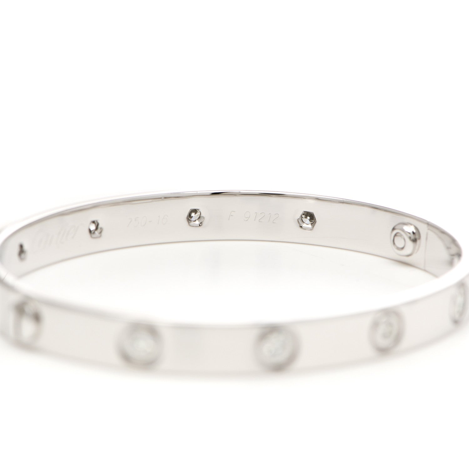 Cartier 18K White Gold 10 Diamond LOVE Bracelet 16 5 of 6