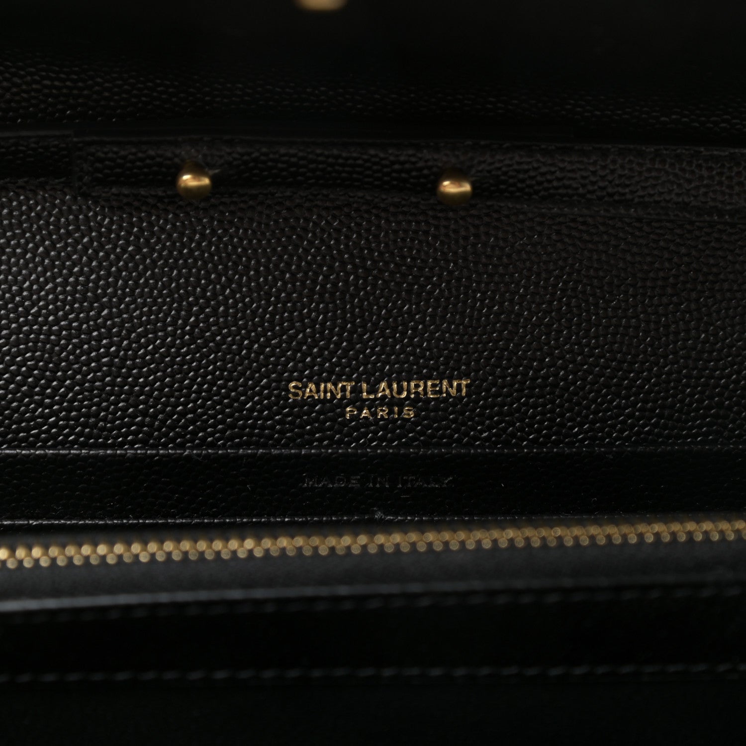 Saint Laurent Grain De Poudre Matelasse Chevron Monogram Chain Wallet Black 6 of 9