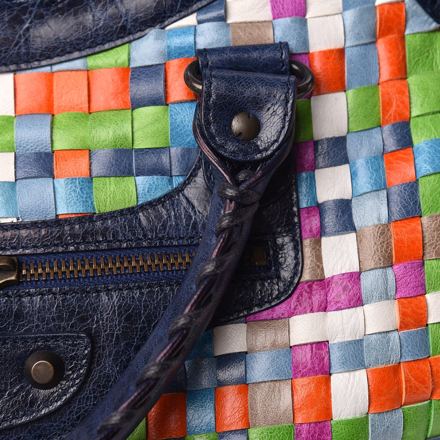 Agneau Lattice Woven Classic Hardware City Multicolor