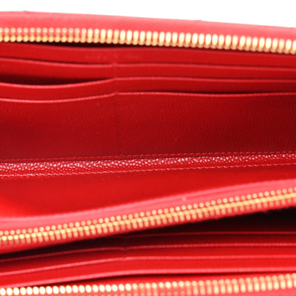 Saint Laurent Grain De Poudre Matelasse Chevron Monogram Zip Around Wallet Rouge Eros 5 of 9