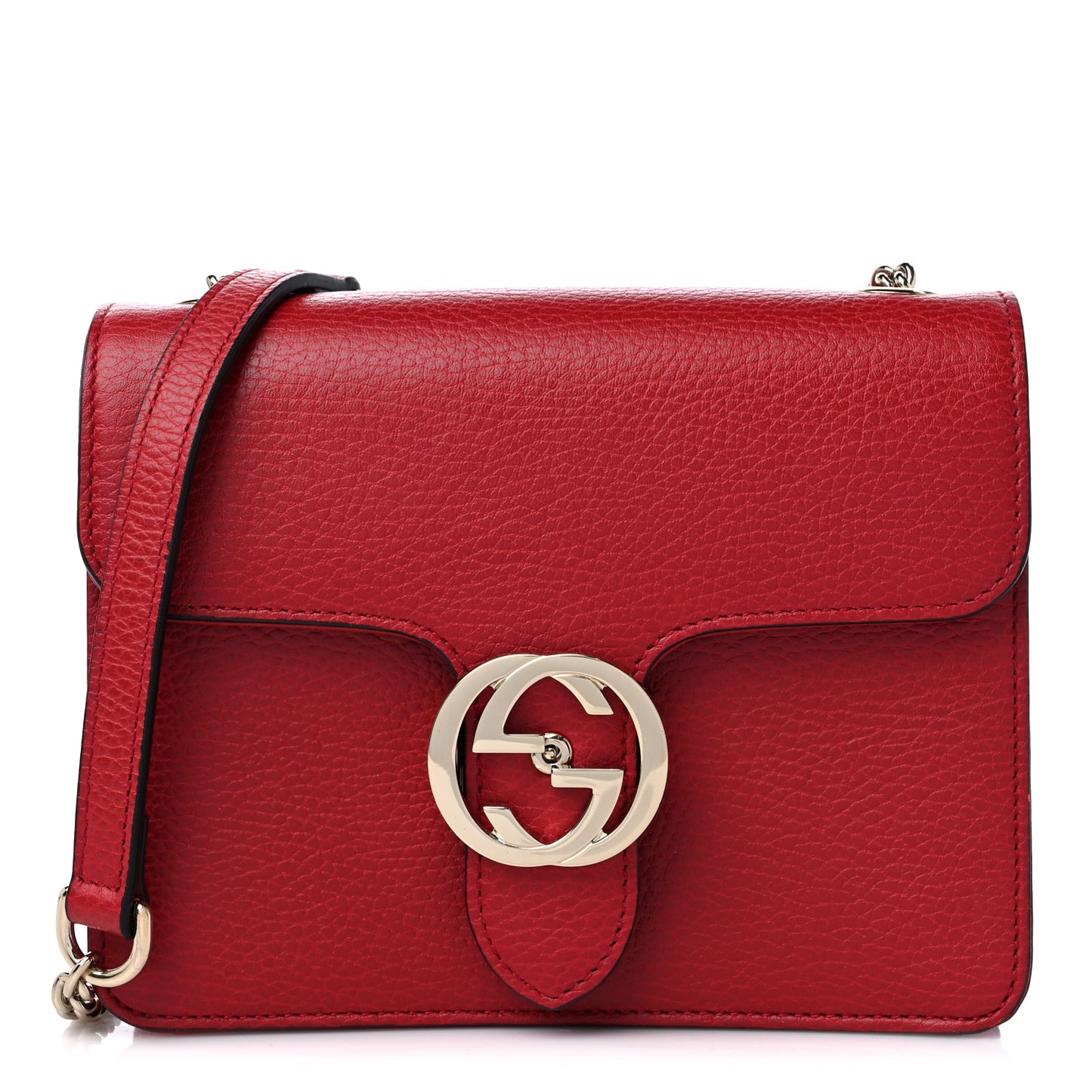 Dollar Calfskin Small Interlocking G Shoulder Bag Red