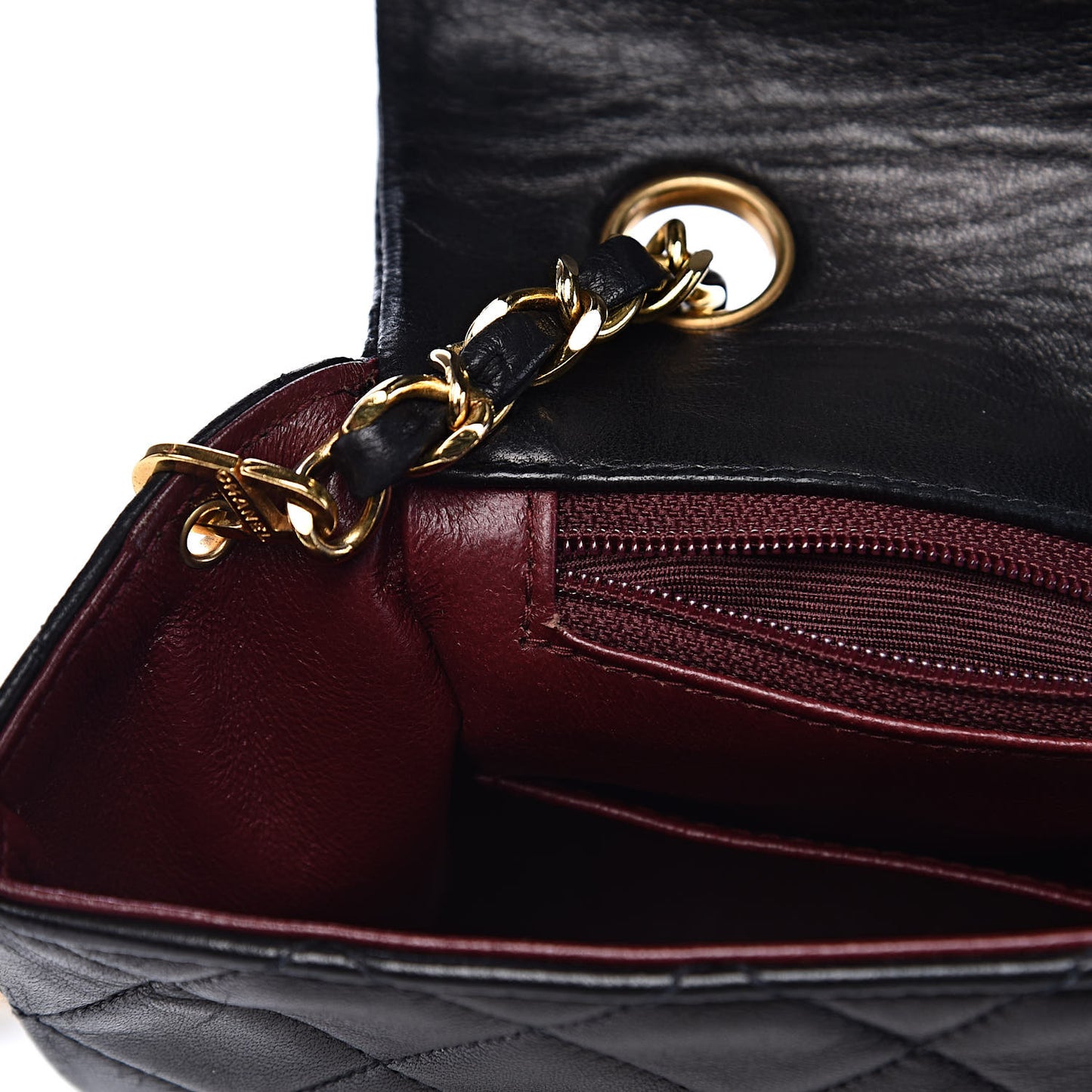 Lambskin Quilted Mini Square Flap Bag Black