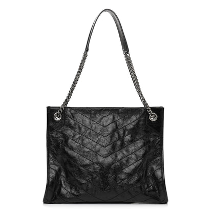 Saint Laurent Crinkled Calfskin Matelasse Monogram Medium Niki Shopper Tote Black 1 of 10