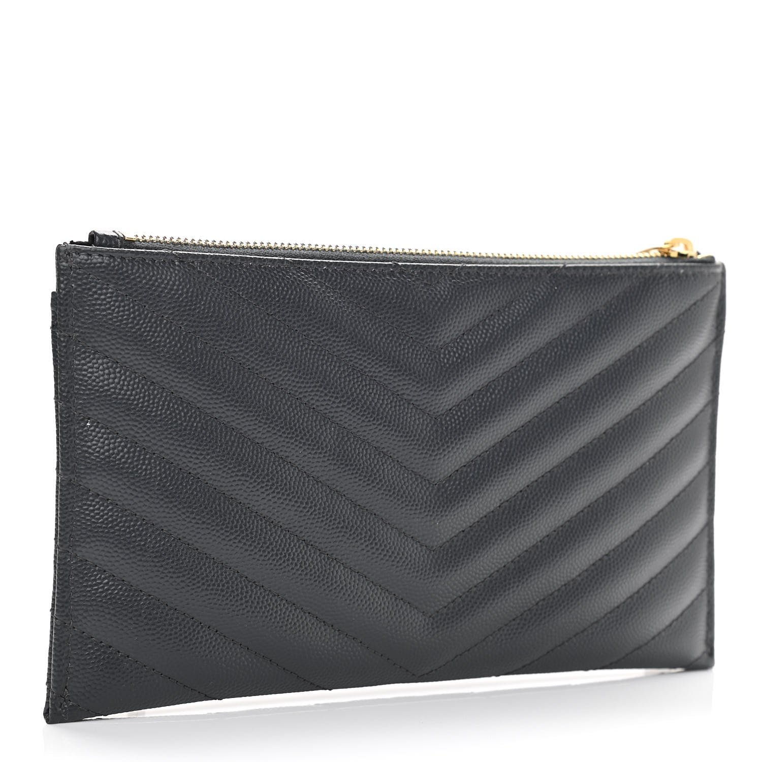 Saint Laurent Grain De Poudre Chevron Monogram Bill Pouch Storm 3 of 7