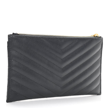 Saint Laurent Grain De Poudre Chevron Monogram Bill Pouch Storm 3 of 7