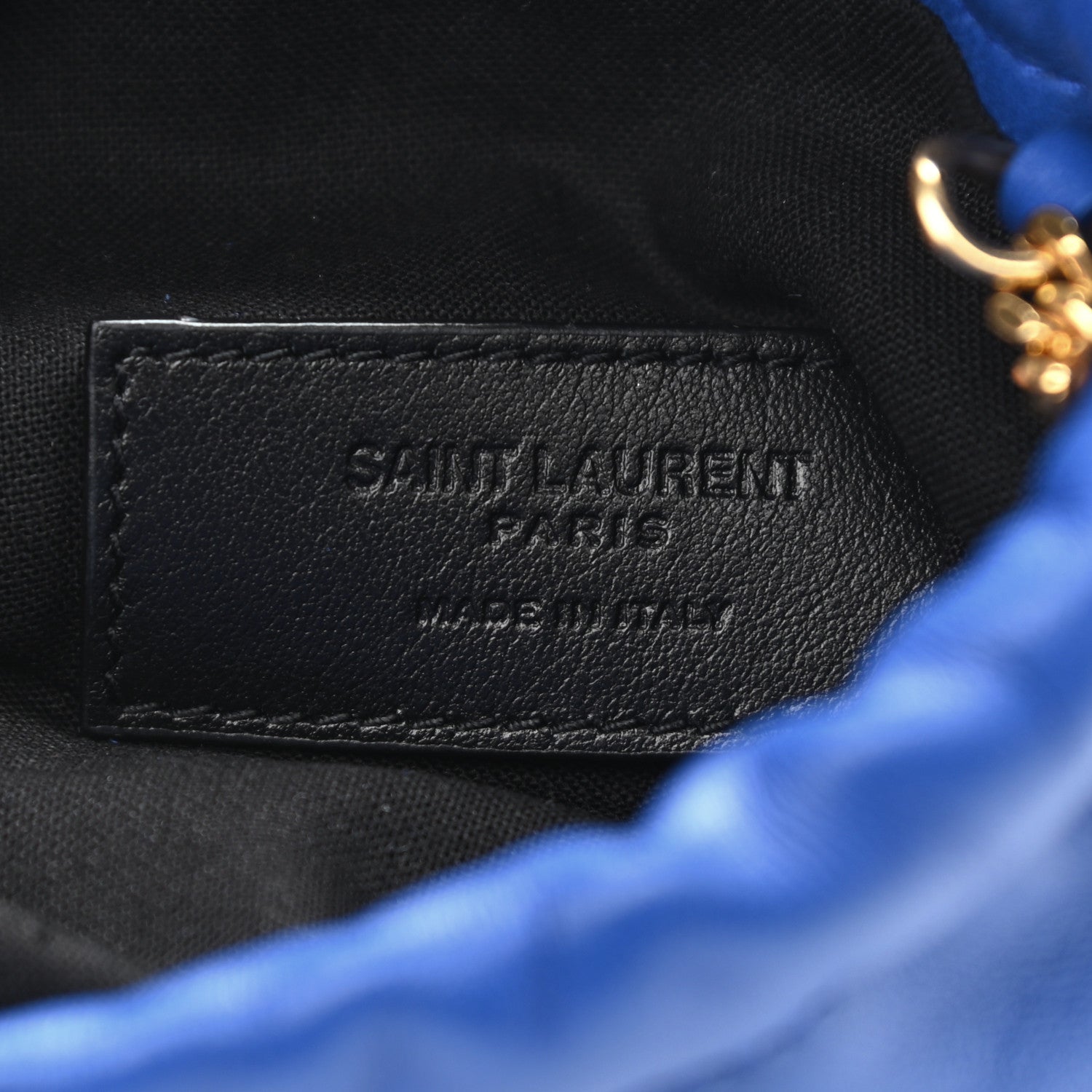 Saint Laurent Lambskin Paris Drawstring Pouch Bleu Majorelle 6 of 11