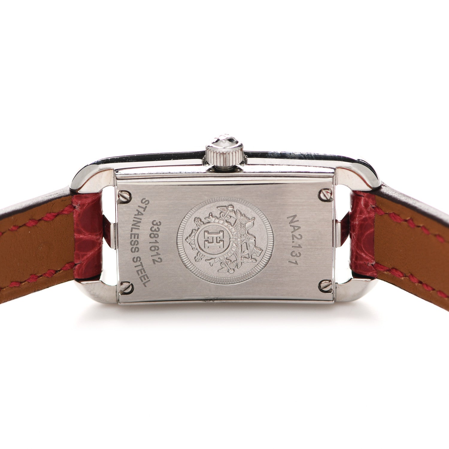 Hermes Stainless Steel Alligator Diamond 17mm Nantucket Jete De Diamants Quartz Watch Braise 4 of 5