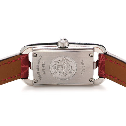 Hermes Stainless Steel Alligator Diamond 17mm Nantucket Jete De Diamants Quartz Watch Braise 4 of 5