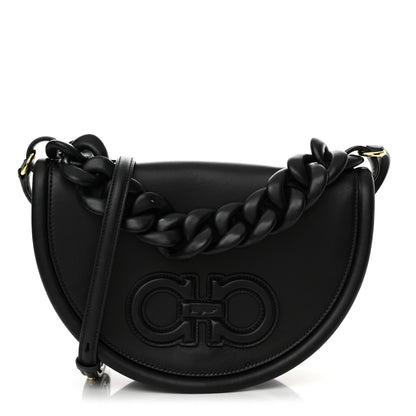 Salvatore Ferragamo Calfskin Aura Shoulder Bag Black 1 of 15