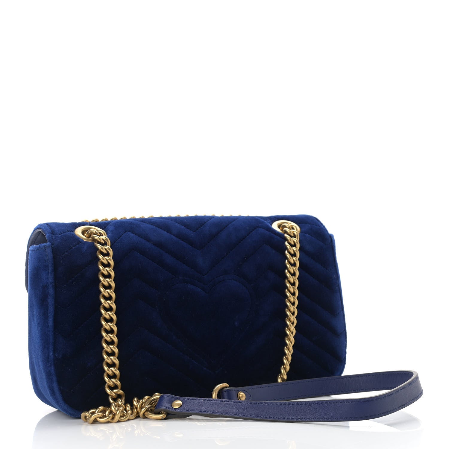 Gucci Velvet Matelasse Small GG Marmont Shoulder Bag Cobalt Blue 3 of 10