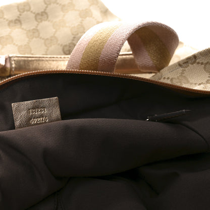 Gucci GG Monogram Large Web Handle Bucket Tote Gold 7 of 10