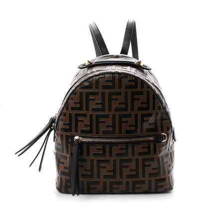 Fendi Vitello Bi-Color FF 1974 Embossed Mini Backpack Maya Black 1 of 9
