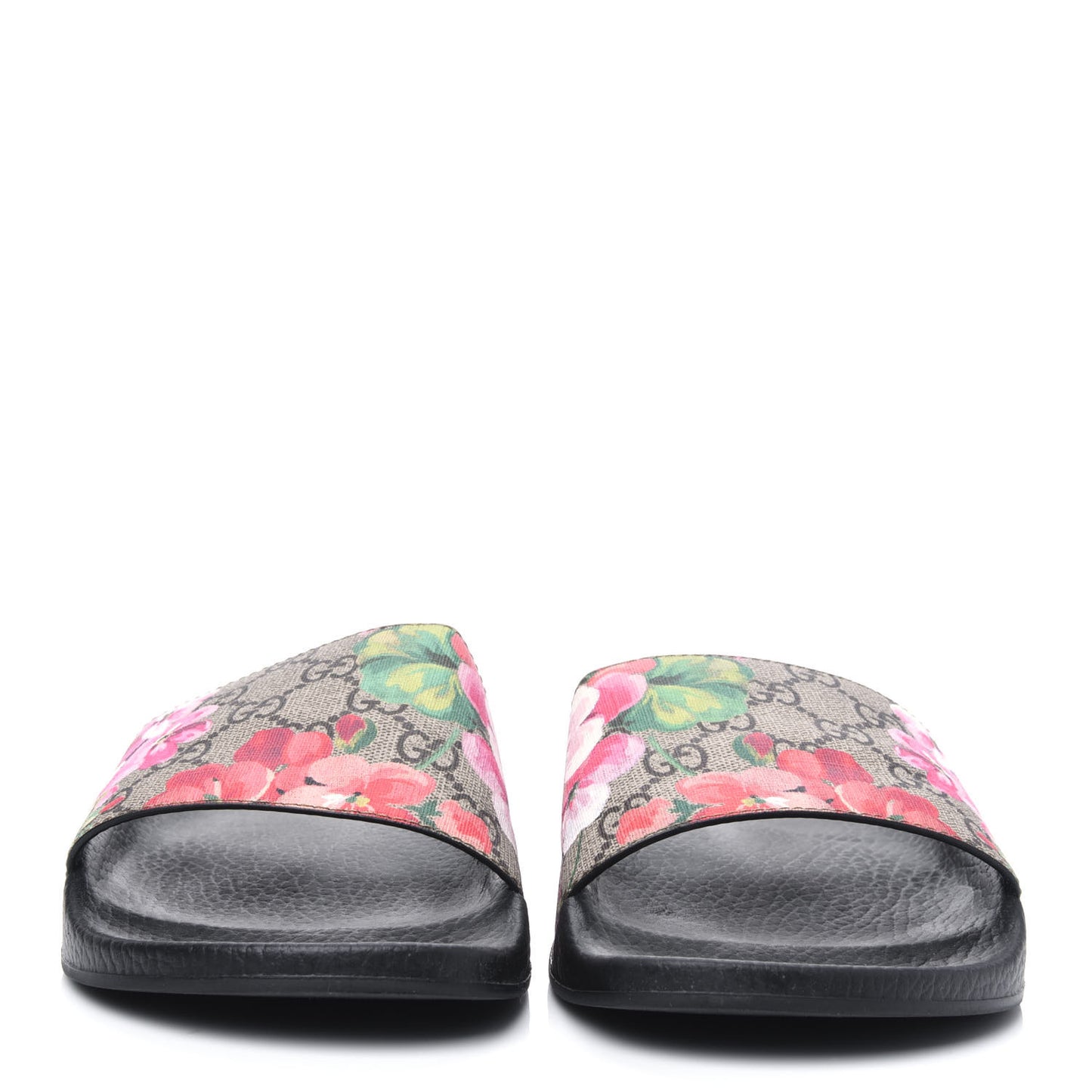 GG Supreme Monogram Blooms Slide Sandals 41 Beige Multicolor