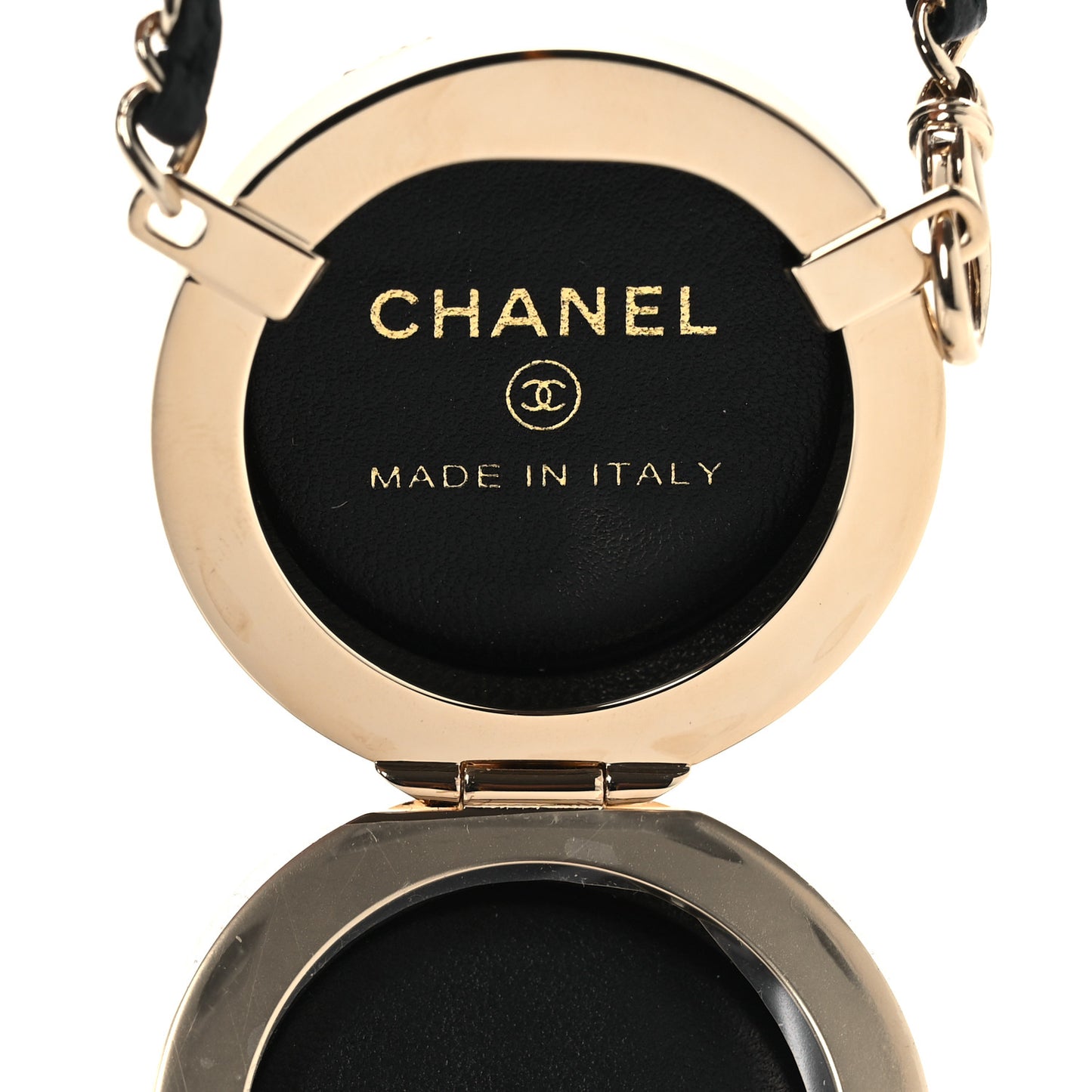 Lambskin Quilted Sphere Mini Bag Charm Black