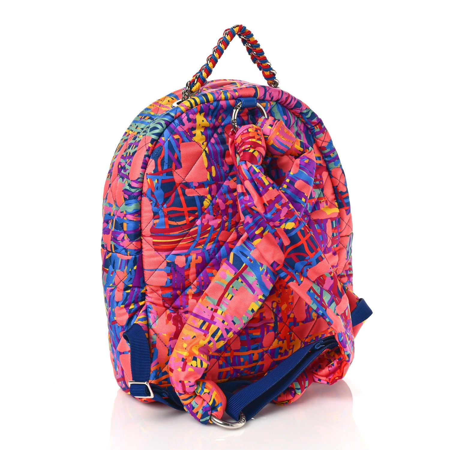 Chanel Foulard Fabric Quilted Printed Backpack Pink 3 of 9