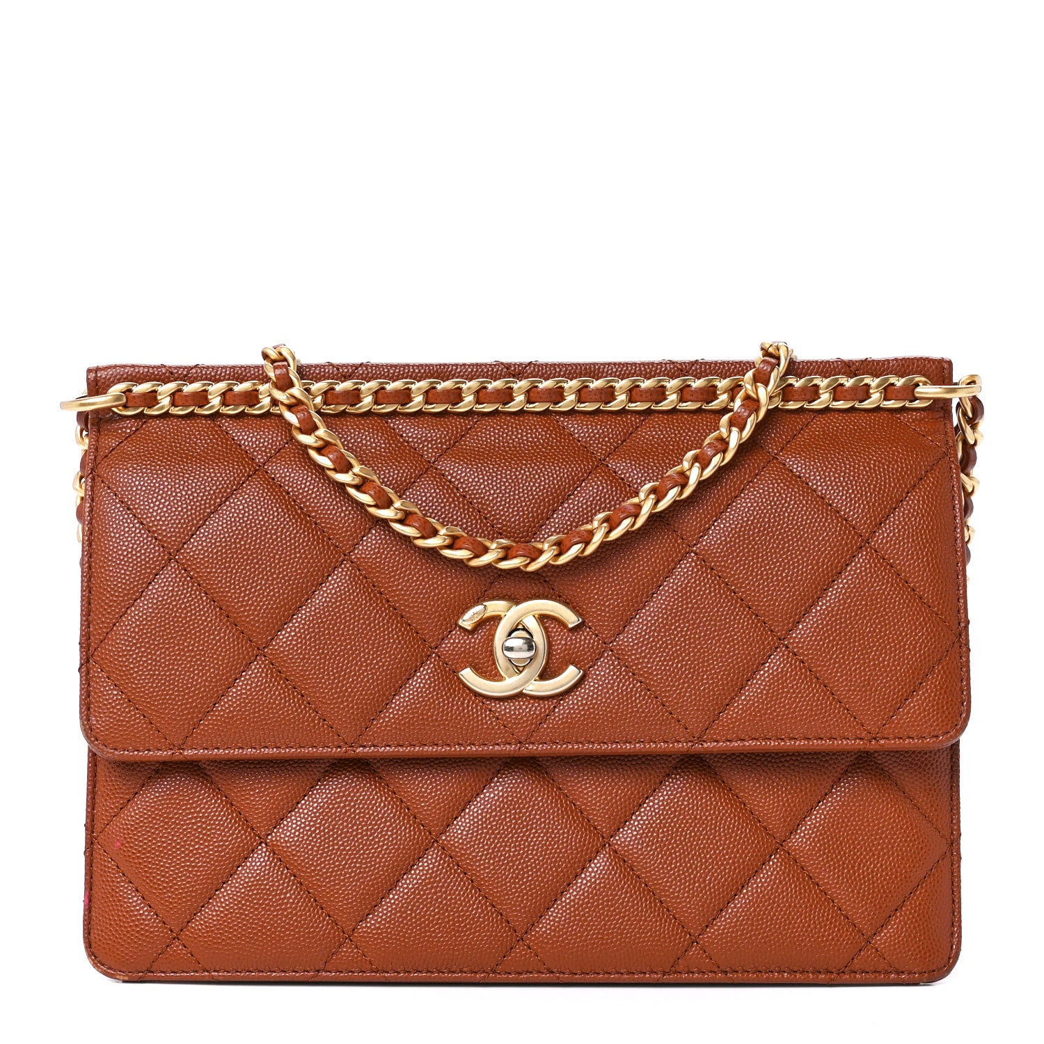 Chanel Caviar Quilted Chain Flap Light Brown 1 of 12