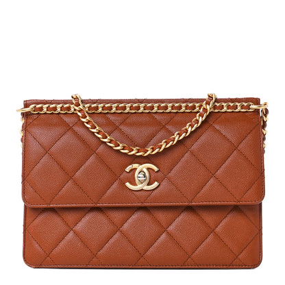 Chanel Caviar Quilted Chain Flap Light Brown 1 of 12
