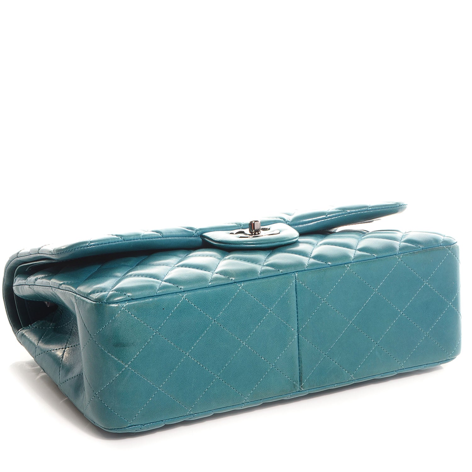Chanel Lambskin Quilted Jumbo Double Flap Turquoise 4 of 7