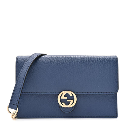 Gucci Dollar Calfskin Interlocking G Chain Wallet Caspian 1 of 12