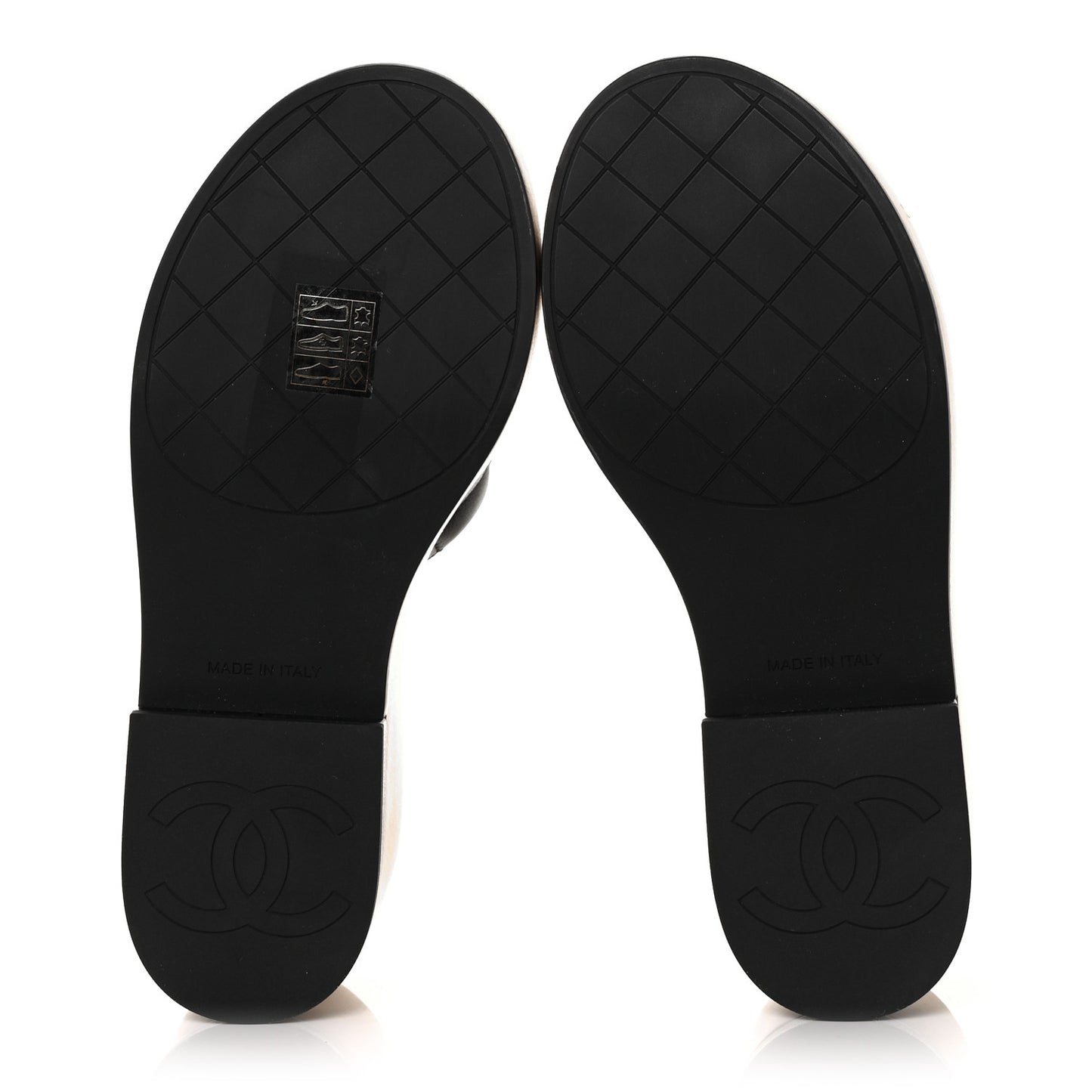 Lambskin Quilted CC Slip On Platform Sandals 35 Black