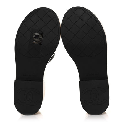 Chanel Lambskin Quilted CC Slip On Platform Sandals 35 Black 6 of 7