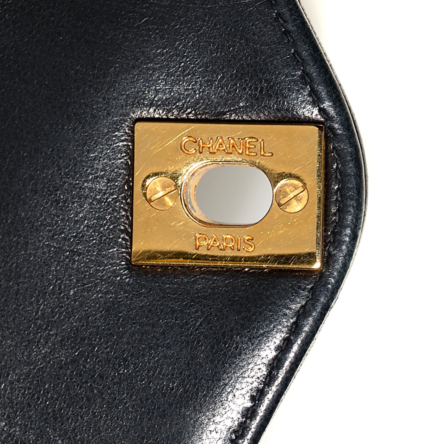 Chanel Lambskin Chevron Small Single Flap Navy Blue 7 of 8