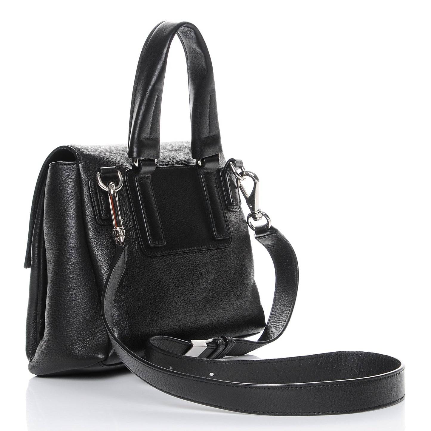 Waxy Grained Calfskin Mini Pandora Pure Flap Bag Black