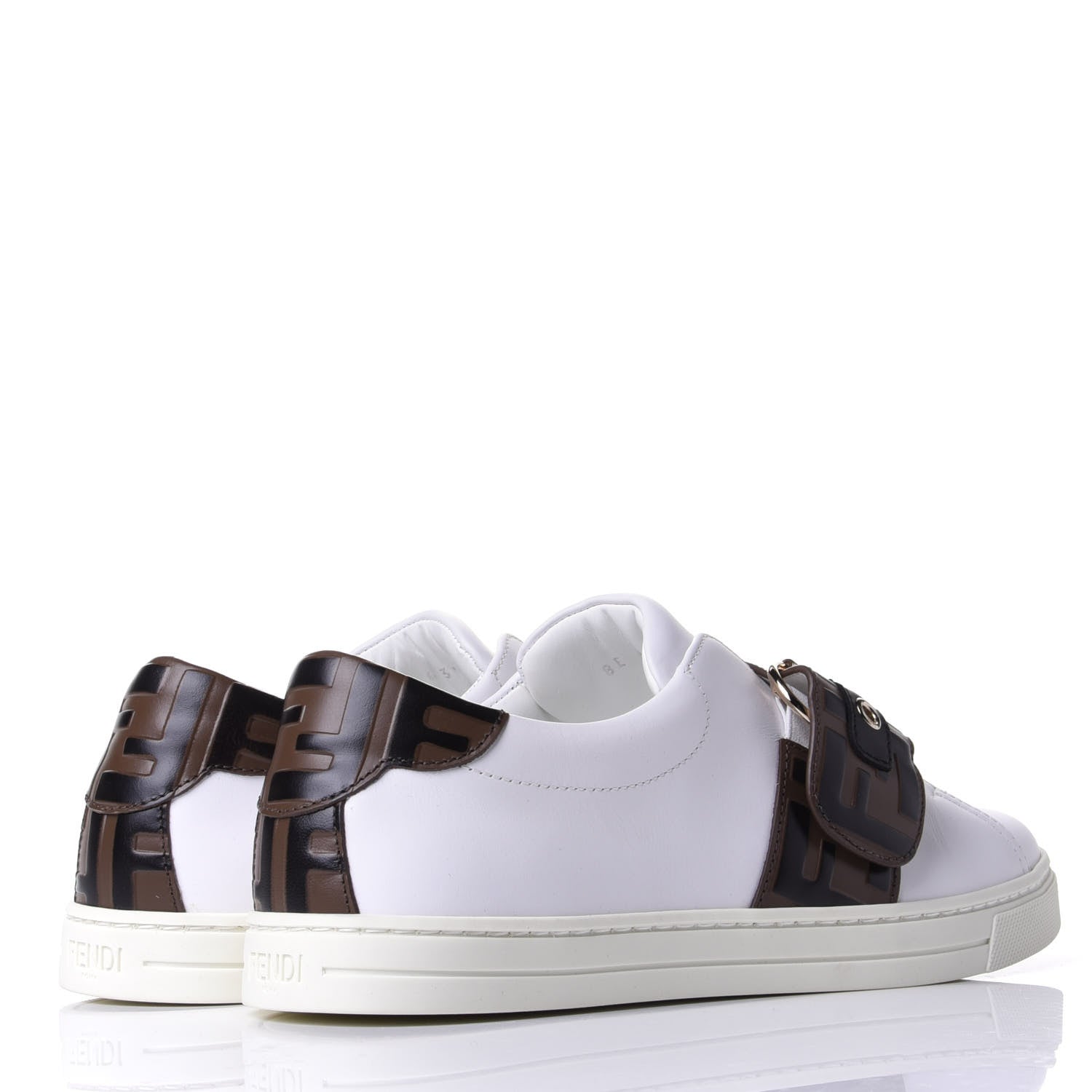 Fendi Vitello FF Embossed Womens Slip On Sneakers 38 Ultra White Maya Black 4 of 11