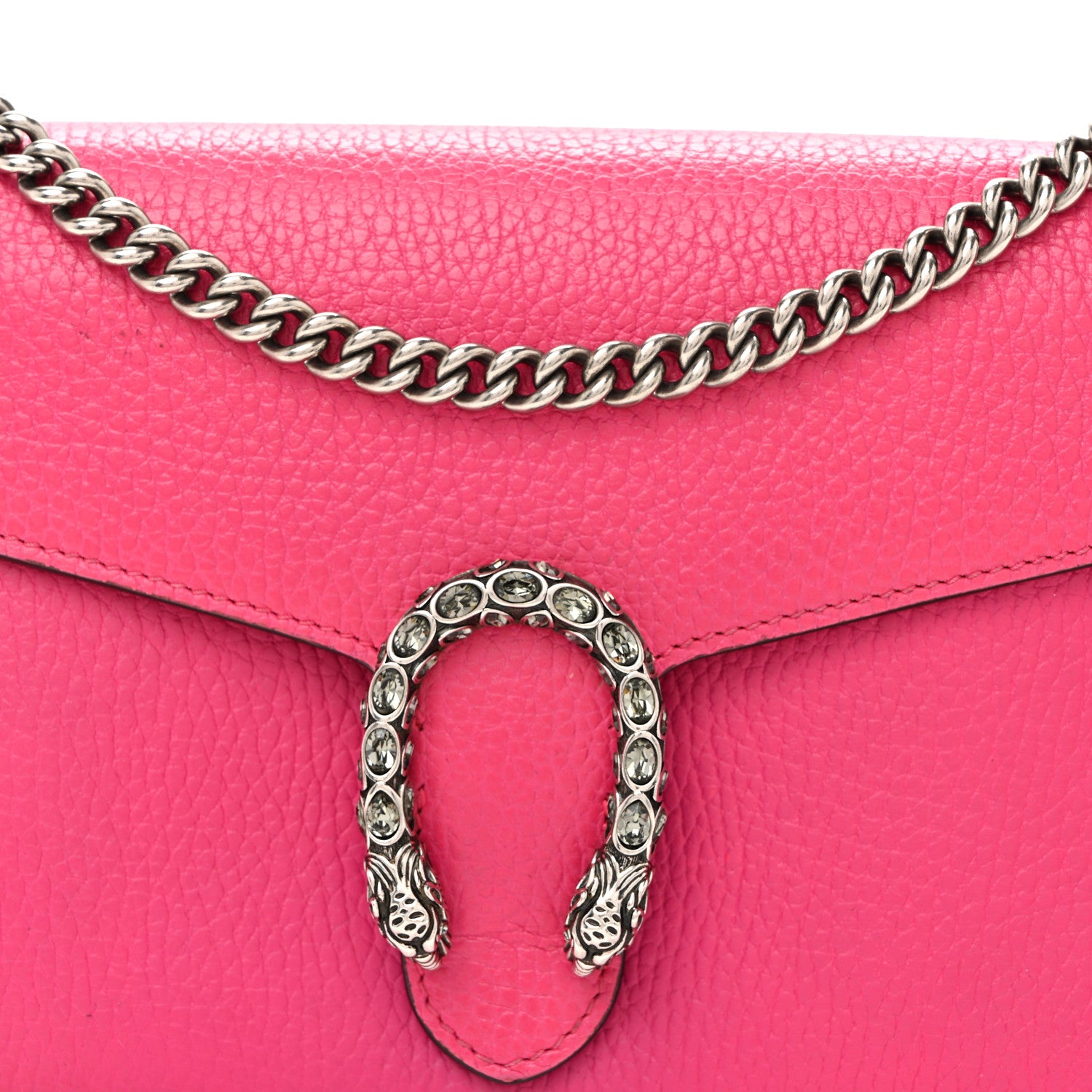Gucci Dollar Calfskin Crystal Mini Dionysus Chain Wallet Box Pink 7 of 9