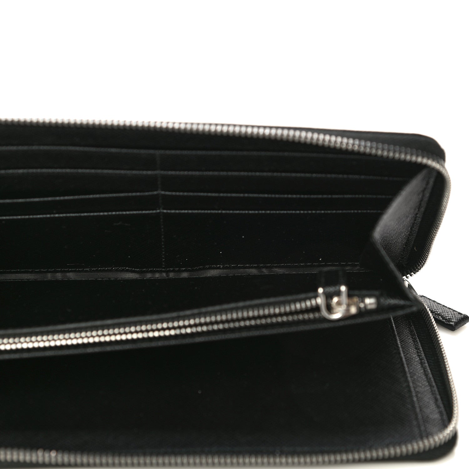Prada Saffiano Large Zip Around Travel Wallet Black 12 of 20