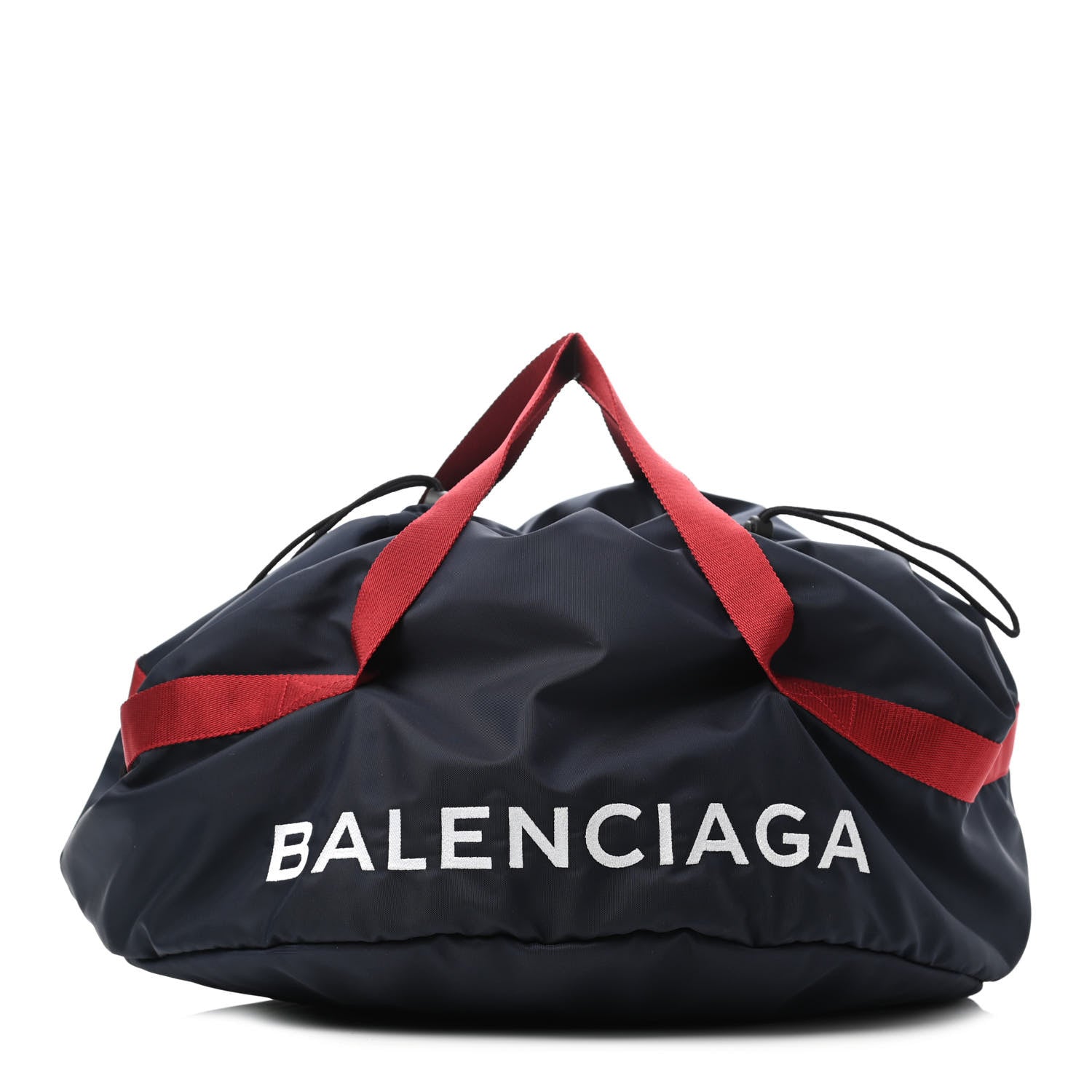 Balenciaga Textured Sport Nylon Logo Embroidered S Wheel Gym Bag Bleu Navy Rouge 1 of 4