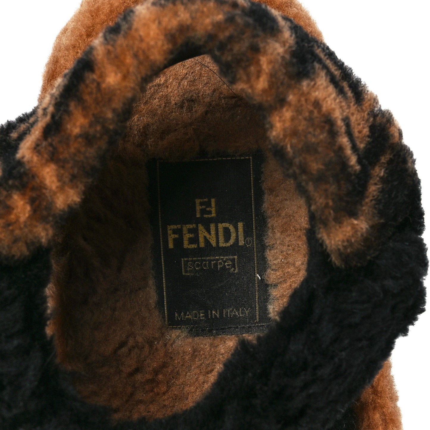 Shearling FF Fendi Feel Sandals 39 Tobacco Black