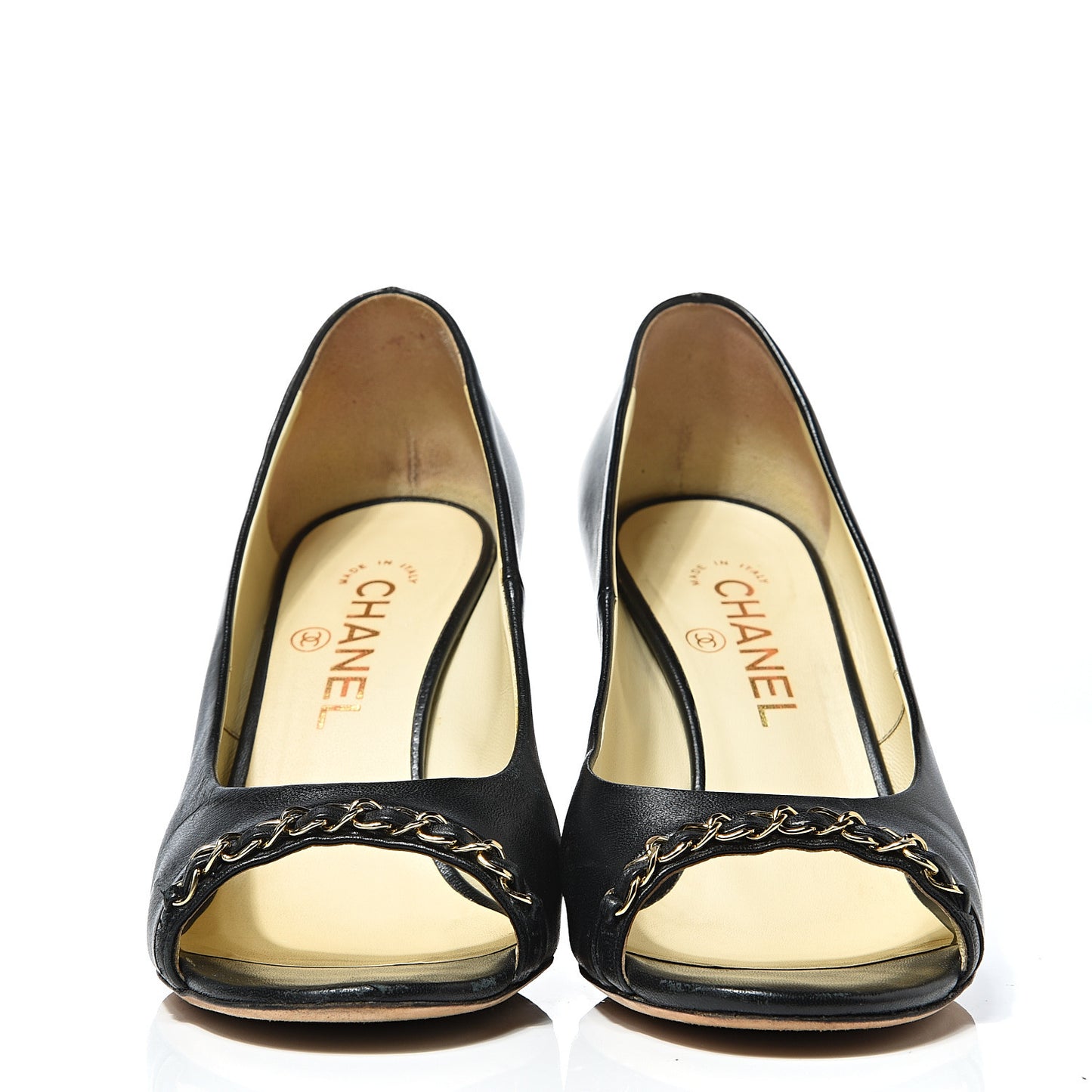 Lambskin Peep Toe CC Pumps 38 Black