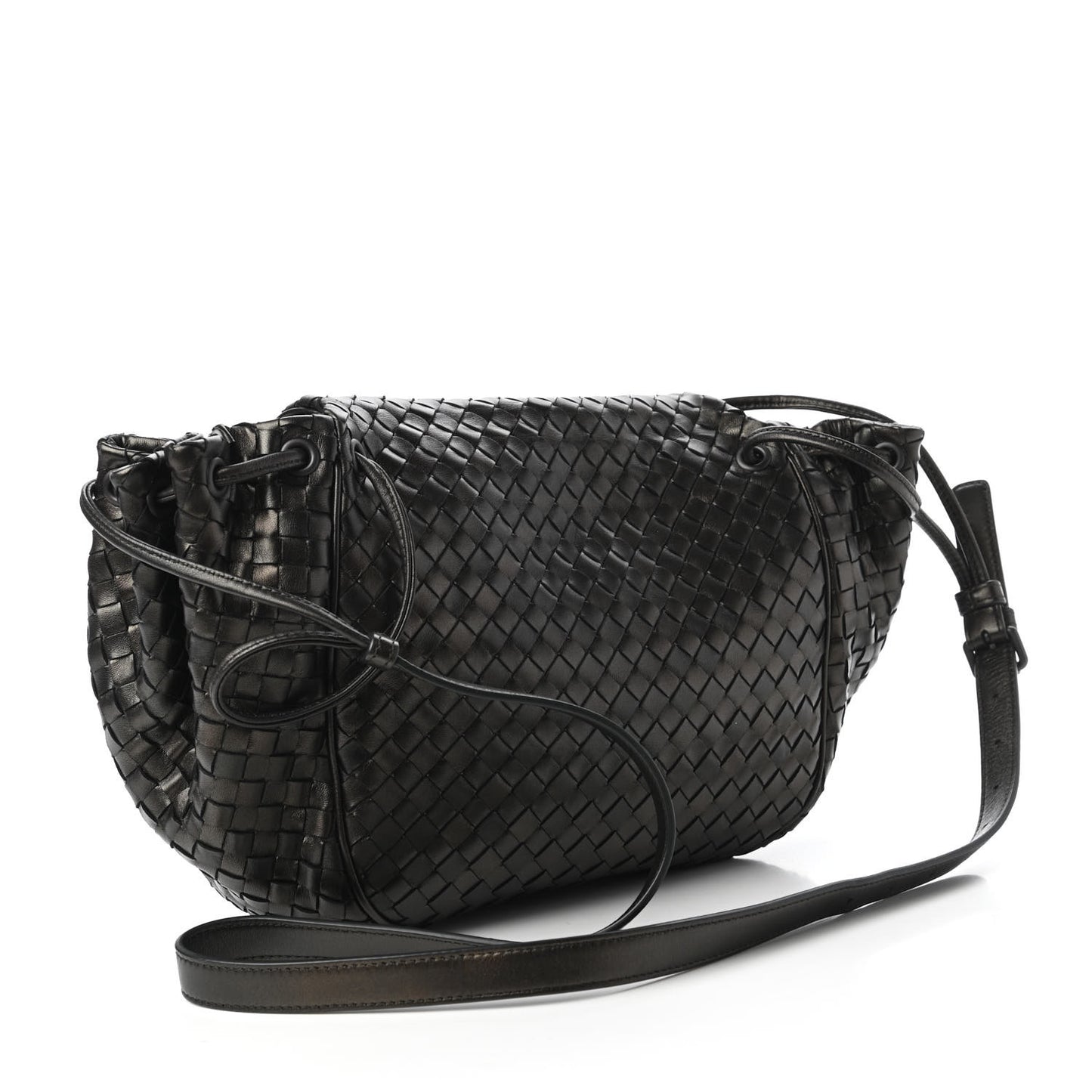 Metallic Nappa Intrecciato Crossbody Flap Bag Steel