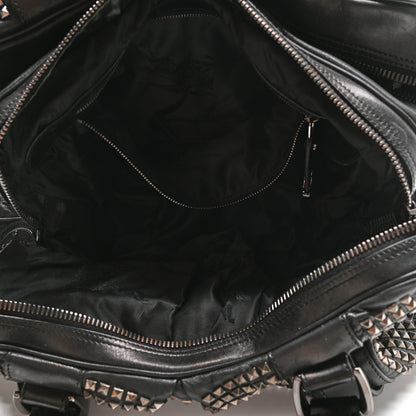 Burberry Prorsum Calfskin Studded Knight Satchel Black 4 of 15