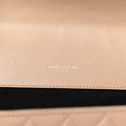 Saint Laurent Grain De Poudre Large Tri-Quilt Monogram Satchel Dark Beige 7 of 14