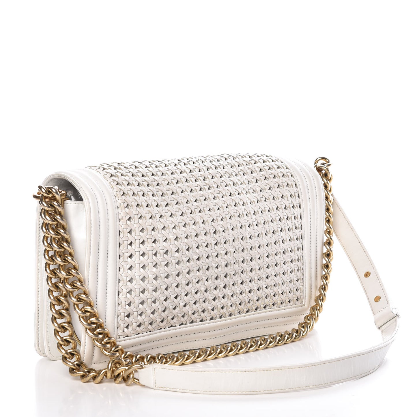Sheepskin Braided New Medium Boy Reverso Flap White