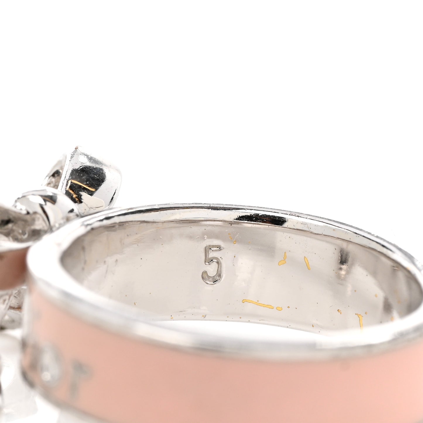 Metal Enamel Bow Ring 49 5 Pink Silver