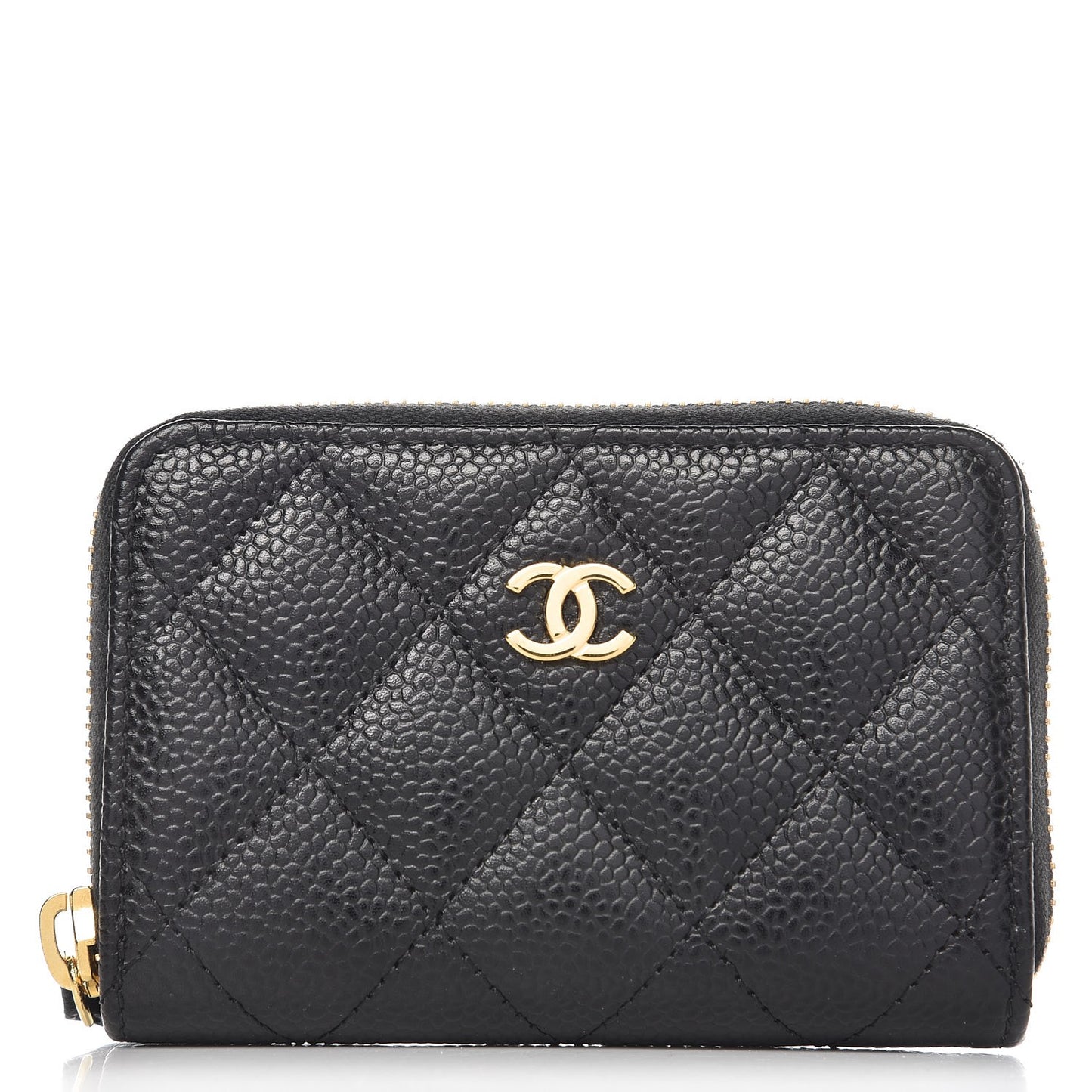 Caviar Quilted Zip Coin Purse Black