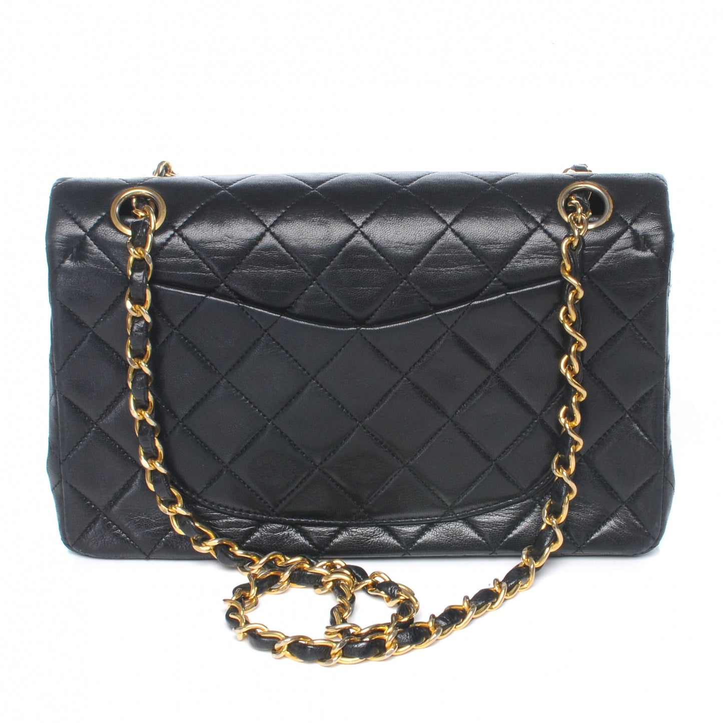 Lambskin Quilted Small Double Flap Black