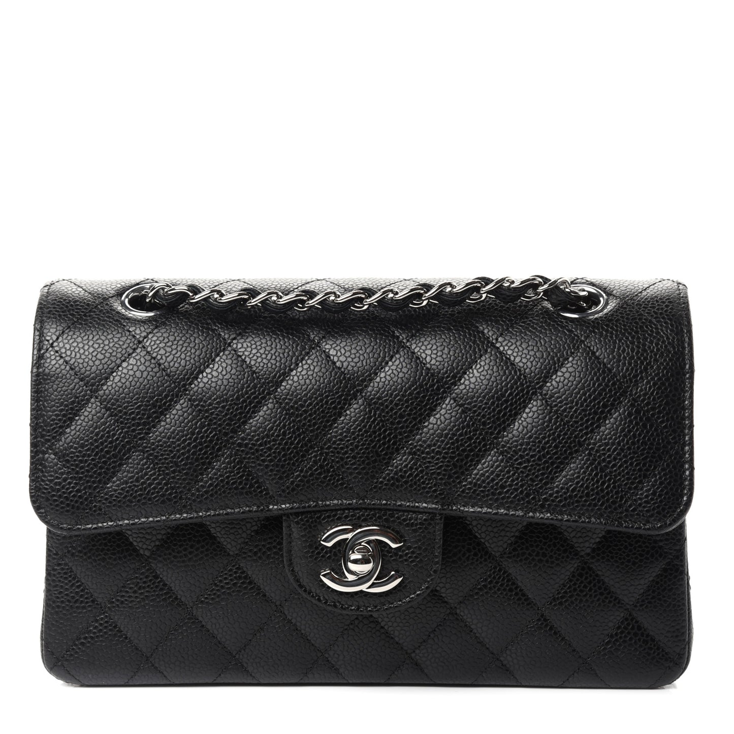 Caviar Quilted Small Double Flap Black