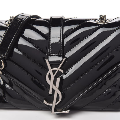 Saint Laurent Patent Matelasse Chevron Monogram Classic Baby Chain Bag Black 10 of 10