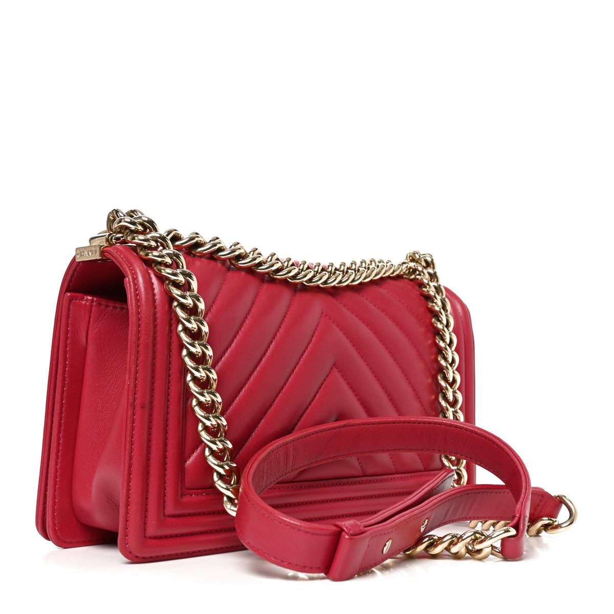 Chanel Lambskin Chevron Quilted Medium Boy Flap Dark Pink 3 of 10