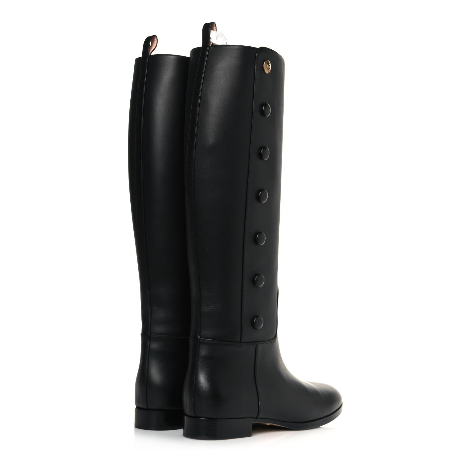 Gucci Calfskin Buttons Lifford Knee High Boots 38.5 Black 4 of 8
