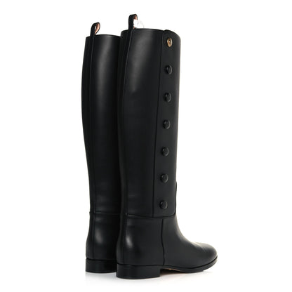 Gucci Calfskin Buttons Lifford Knee High Boots 38.5 Black 4 of 8