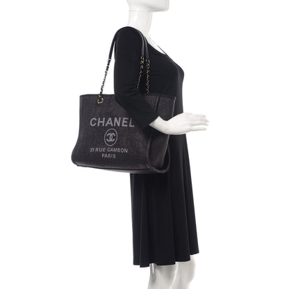 Chanel Woven Straw Raffia Small Deauville Tote Black 2 of 10