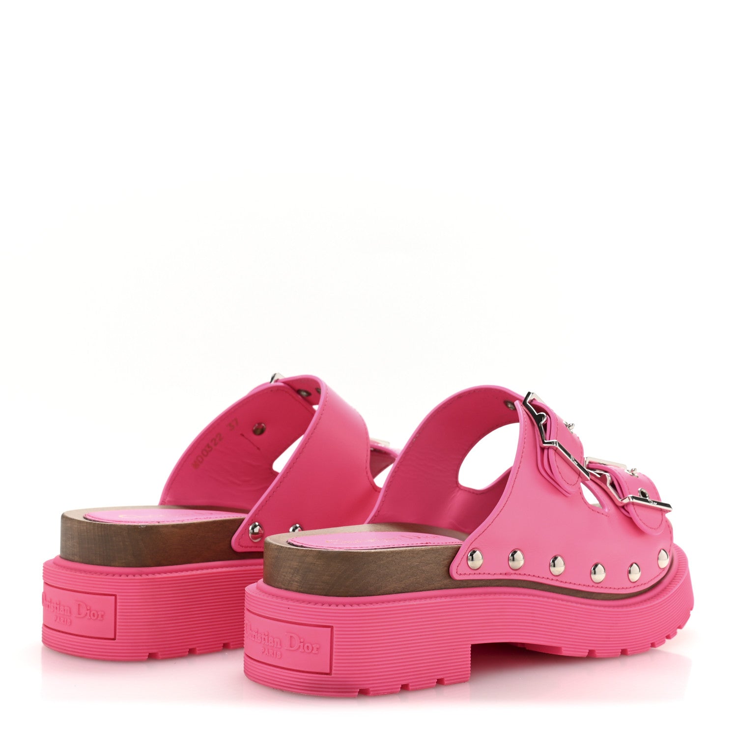 Christian Dior Calfskin Diorquake Buckled Lug Sole 15mm Sandals 37 Fuchsia Flu 5 of 9